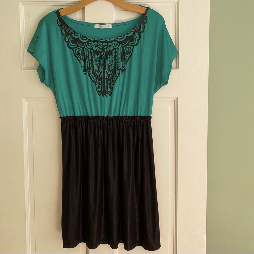 **3 for $20!!** Green Black Dress Medium Charlotte Russe Tribal Fancy Party